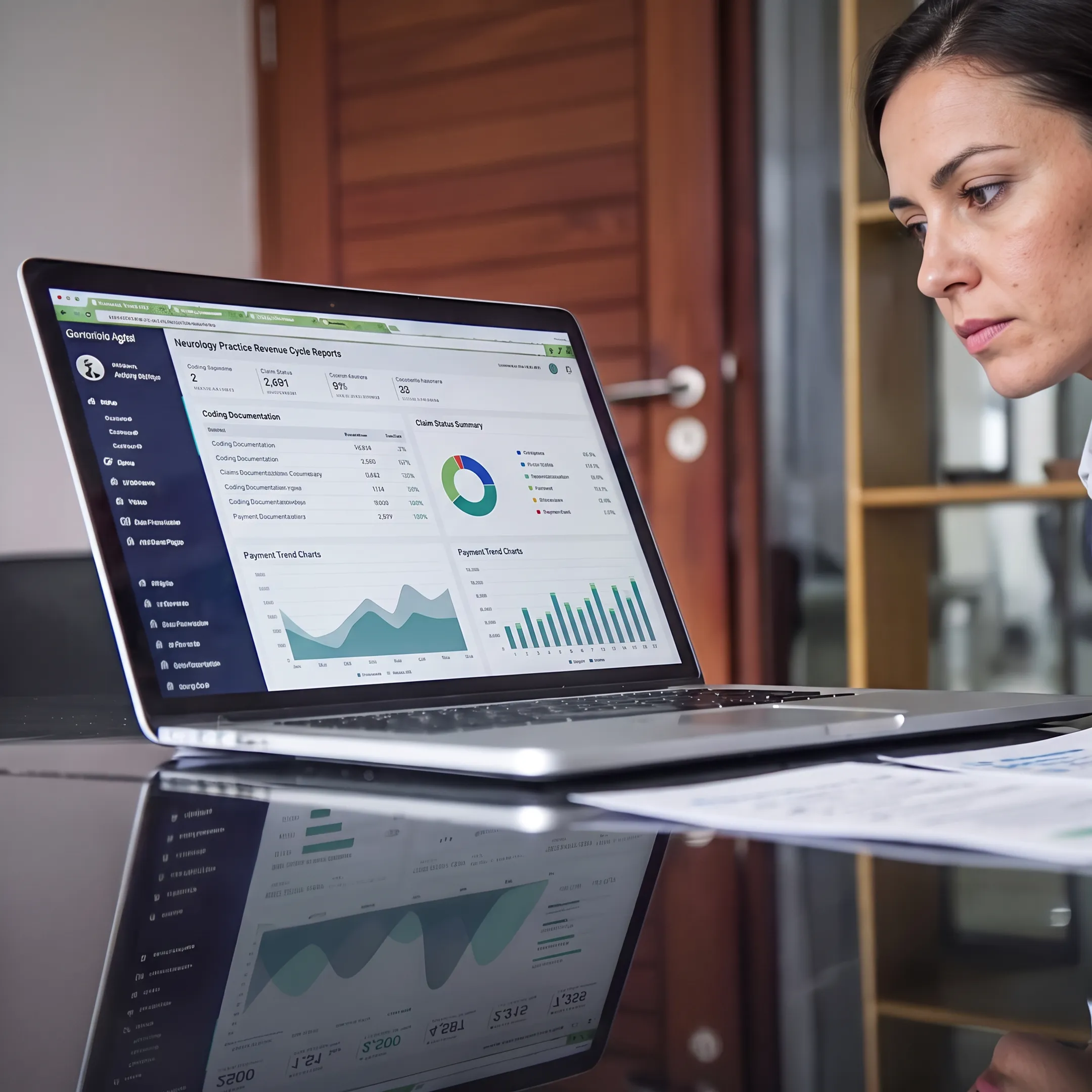 Specialist analyzing neurology revenue cycle performance