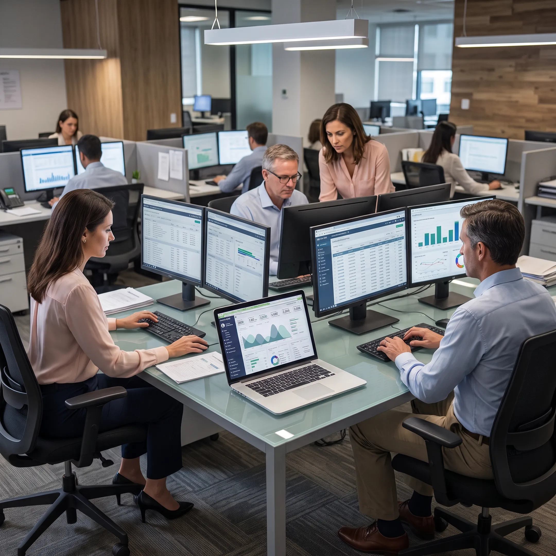 Billing team analyzing claims and revenue cycle performance