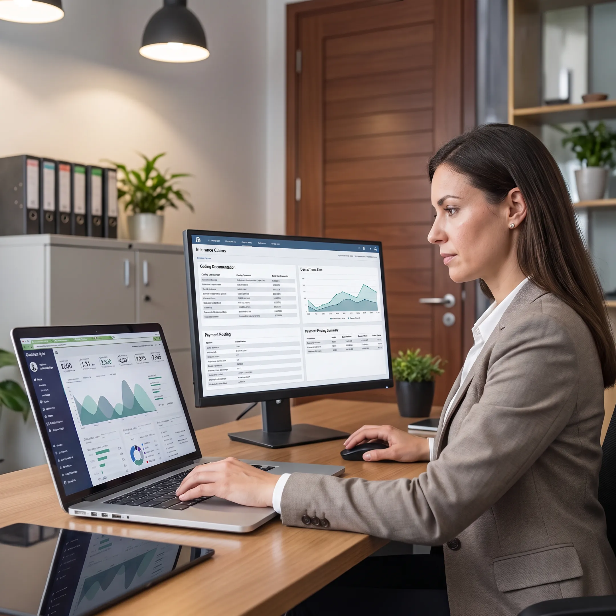 Billing specialist analyzing healthcare claims