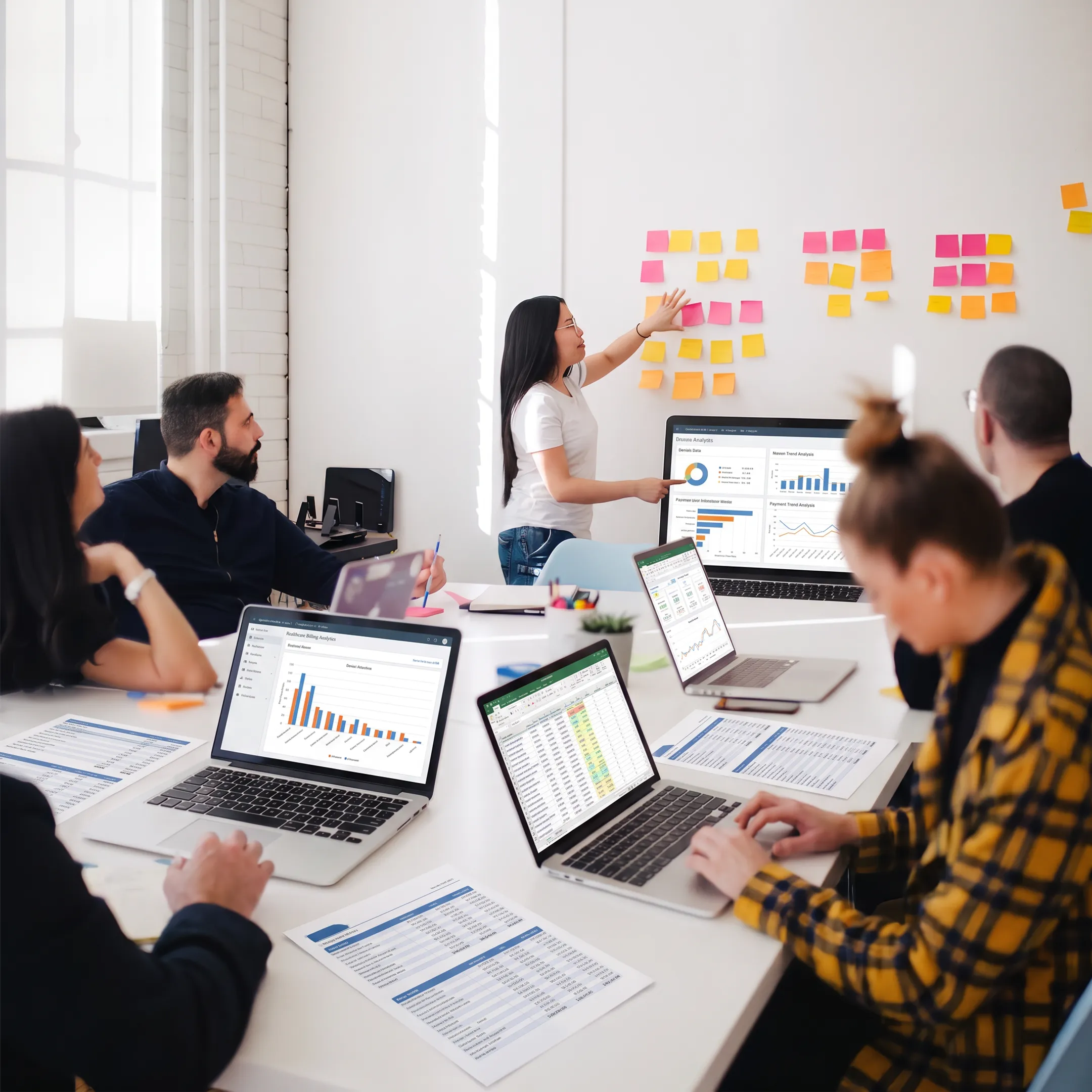 Billing team analyzing a practice revenue report