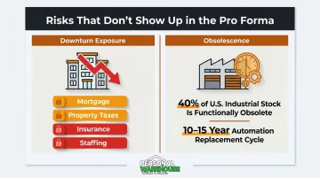 Two hidden warehouse construction risks downturn exposure and obsolescence visualized
