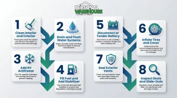 8-step RV winterization and storage preparation process flow checklist