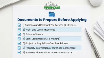 Warehouse loan application document checklist with seven required financial items