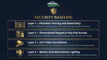 Four-layer climate-controlled vehicle storage facility security baseline checklist