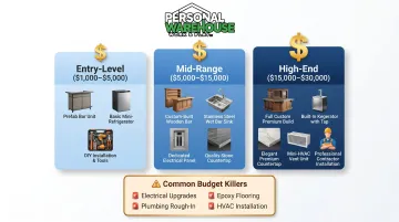 Man cave bar budget tiers comparison from entry-level to high-end builds