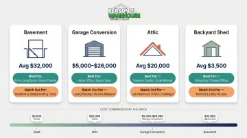 Personal retreat location comparison chart with costs and trade-offs for four options