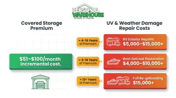 RV and boat exterior restoration costs versus covered storage premium cost comparison