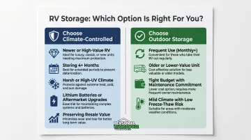 Climate controlled versus outdoor RV storage decision guide side by side comparison