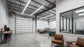 Personal Warehouse condominium storage unit interior with heated bay and LED lighting
