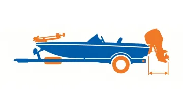 Bass boat trailer measurement diagram showing four key storage footprint dimensions