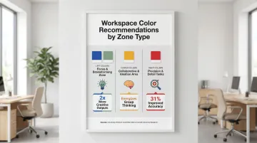 Workspace color psychology zone guide blue green red yellow creative productivity