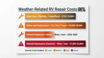 RV weather damage repair cost comparison chart four components and price ranges