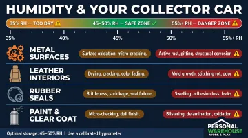 Humidity and temperature impact on collector car components storage risk chart