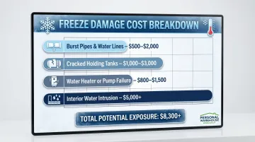 RV winter freeze damage repair cost breakdown infographic by component