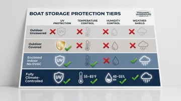 Four-tier boat storage protection spectrum comparison chart with control features