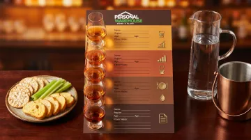 Six-step whiskey tasting flight format process guide infographic