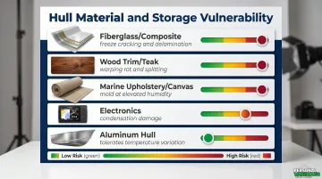 Boat hull material vulnerability comparison chart for indoor storage decisions