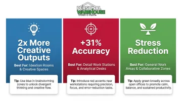 Color psychology workspace guide blue red green cognitive effects comparison chart