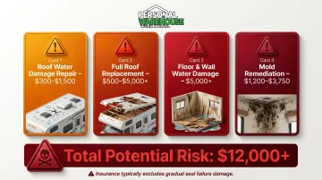 RV weather damage repair cost breakdown infographic with dollar amounts per damage type