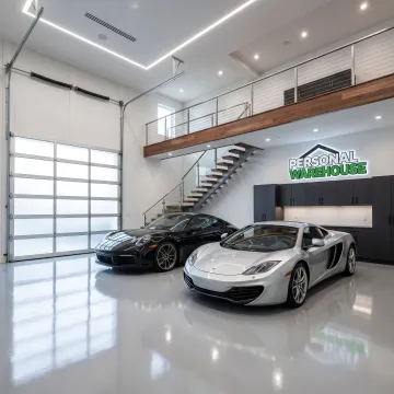 Premium garage condo with mezzanine and vehicle storage