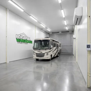 Climate-controlled indoor RV storage space