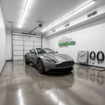 Climate-controlled garage interior for luxury vehicle storage