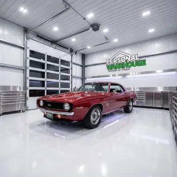 Collector vehicle inside a customized private storage unit
