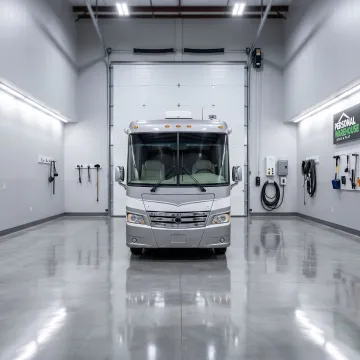 Secure indoor storage space for RV