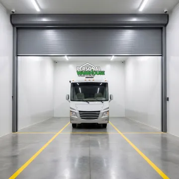 Secure indoor RV storage interior