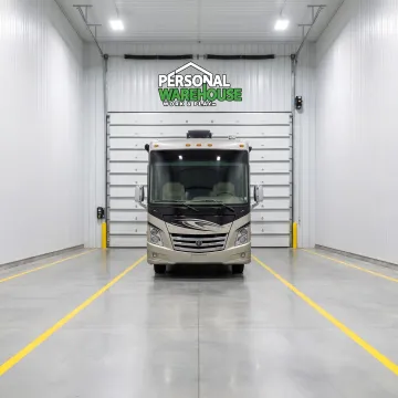 Secure indoor RV storage interior