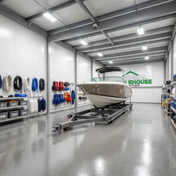 Boat stored inside secure warehouse unit