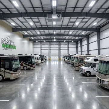 Interior RV storage space with climate control
