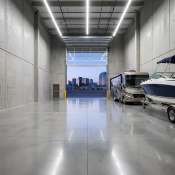 Secure indoor boat and RV storage unit