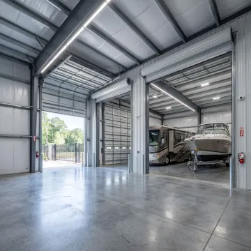 Covered RV and boat storage space with secure access