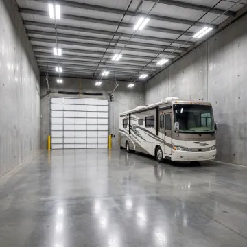 Secure indoor RV storage space
