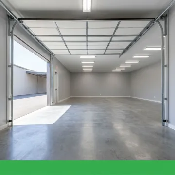 Interior RV and boat storage unit with overhead door