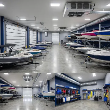 Boat stored inside premium climate controlled unit