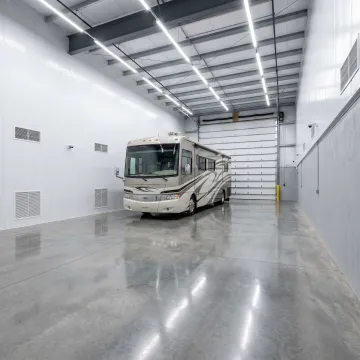Secure enclosed RV storage interior