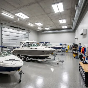 Climate controlled indoor boat storage space
