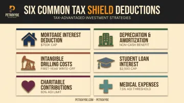 Comparison chart of six common tax shield deduction types explained