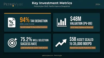 PetroVybe key investment metrics including tax deduction rate and reserve valuation stats