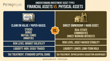 Financial versus physical asset products comparison showing ownership and risk differences
