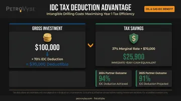 Oil and gas IDC tax deduction impact on 100000 investment first year savings