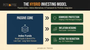 Hybrid investing strategy framework combining passive core with active alternative allocations