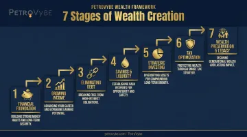 Seven stages of wealth creation process from foundation to legacy transfer