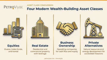 Four asset classes for modern wealth acquisition comparison chart