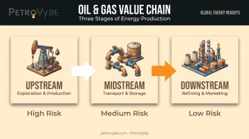 Upstream midstream downstream oil and gas value chain segments comparison