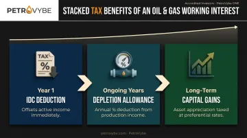 Three-year oil and gas investment allowance stacking timeline from IDC to capital gains