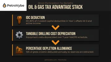 Three-part oil and gas investment tax benefit breakdown IDC depletion depreciation
