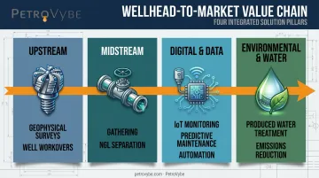 Oil and gas value chain solutions across upstream midstream digital and environmental categories